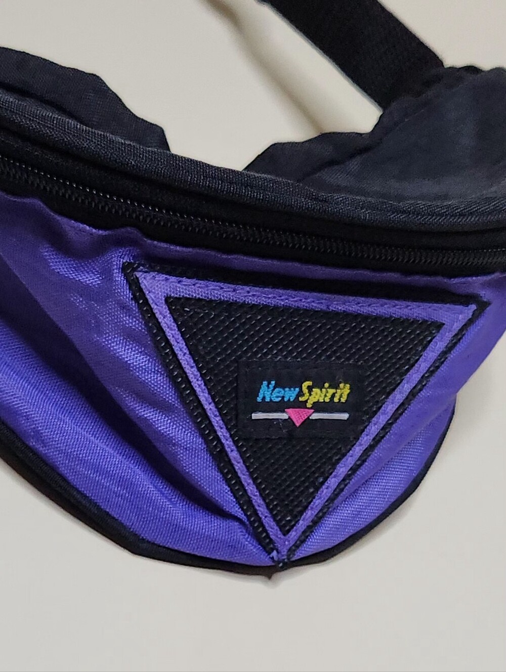 Vintage 80s 90s New Spirit Purple Fanny Pack Mesh Triangle Waist Bag